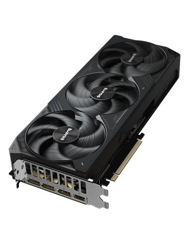GIGABYTE GeForce RTX 5080 WINDFORCE OC 16GB vaizdo plokštė – aušinimo sistemos vaizdas kampu