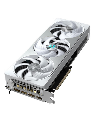 GIGABYTE GeForce RTX 5080 AERO OC 16GB vaizdo plokštė – aušinimo sistemos vaizdas kampu