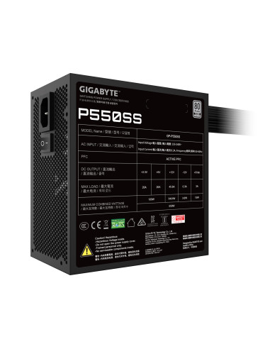 GIGABYTE P550SS 550W maitinimo blokas – techninių duomenų etiketė