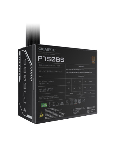 GIGABYTE P750BS 750W maitinimo blokas – techninių duomenų etiketė