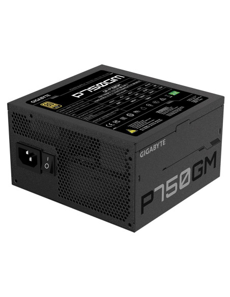 GIGABYTE P750GM 750W maitinimo blokas – elektros įvadas ir ventiliatorius
