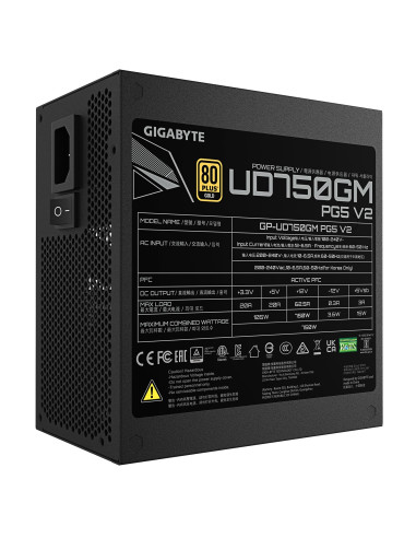 GIGABYTE UD750GM PG5 V2 750W maitinimo blokas – techninių duomenų etiketė