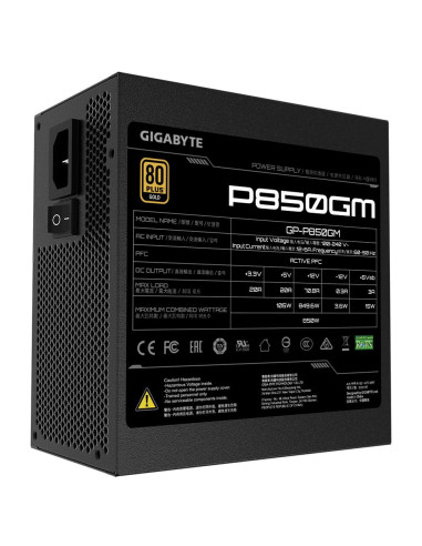 GIGABYTE P850GM 850W maitinimo blokas – techninių duomenų etiketė
