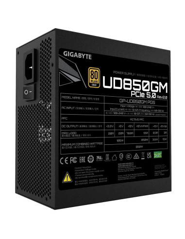 GIGABYTE UD850GM PG5 V2 850W maitinimo blokas – techninių duomenų etiketė