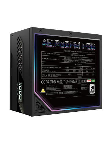 GIGABYTE AORUS ELITE AE1000PM PG5 1000W maitinimo blokas – techninių duomenų etiketė