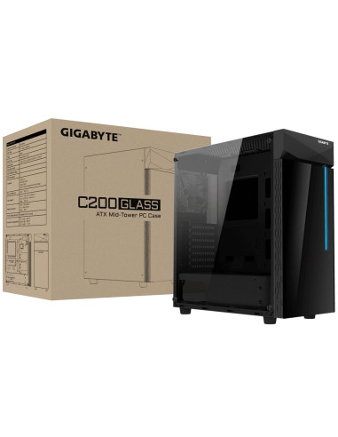 GIGABYTE C200 GLASS kompiuterio korpusas – korpusas ir pakuotė