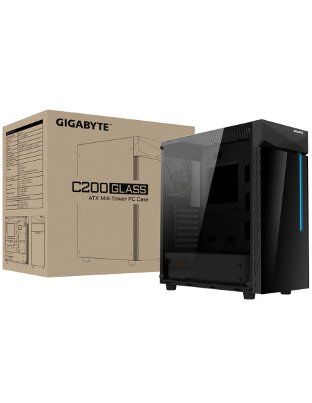 GIGABYTE C200 GLASS kompiuterio korpusas – korpusas ir pakuotė