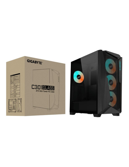 GIGABYTE C301G V2 BLACK kompiuterio korpusas – korpusas ir pakuotė