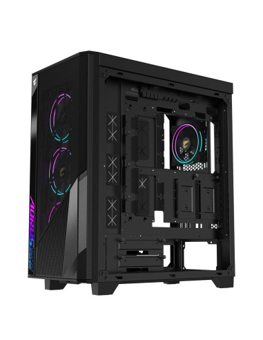 GIGABYTE AORUS C500 GLASS kompiuterio korpusas – korpuso vidus ir komponentų montavimo vietos