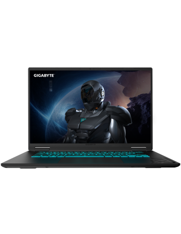GIGABYTE GAMING A16 3VH RTX 5060 nešiojamas žaidimų kompiuteris – vaizdas iš priekio