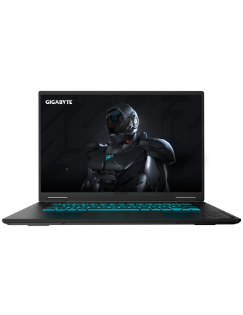 GIGABYTE GAMING A16 CVH RTX 5060 nešiojamas žaidimų kompiuteris – vaizdas iš priekio