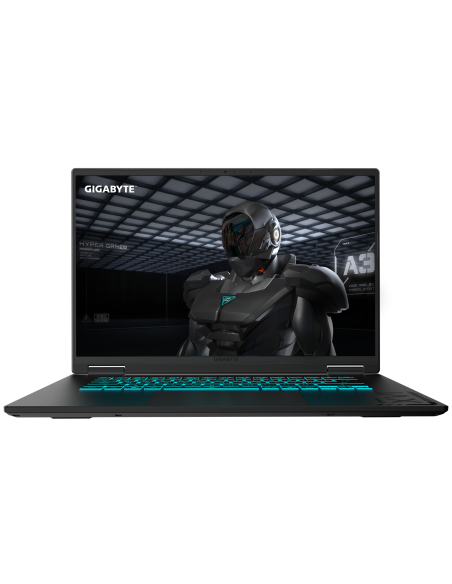 GIGABYTE GAMING A16 EVH RTX 5060 nešiojamas žaidimų kompiuteris – vaizdas iš priekio