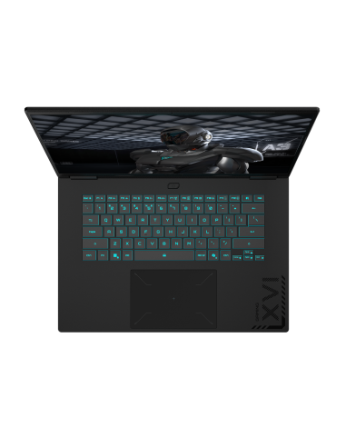 GIGABYTE GAMING A16 EVH RTX 5060 nešiojamas žaidimų kompiuteris – klaviatūra ir jutiklinis kilimėlis iš viršaus