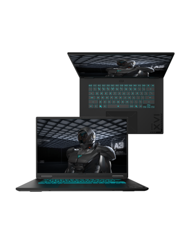 GIGABYTE GAMING A16 EWH RTX 5070 nešiojamas žaidimų kompiuteris – ekranas ir klaviatūra iš priekio bei iš viršaus