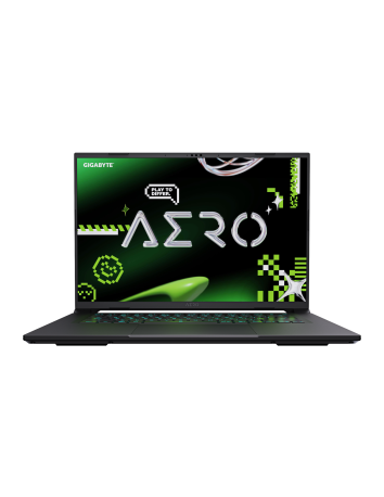 GIGABYTE AERO X16 4WH RTX 5070 nešiojamas žaidimų kompiuteris – vaizdas iš priekio