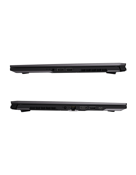 GIGABYTE AERO X16 4WH RTX 5070 nešiojamas žaidimų kompiuteris – šoninės jungtys ir korpuso profilis