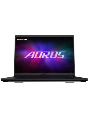 GIGABYTE AORUS MASTER 16 RTX 5090 nešiojamas žaidimų kompiuteris – vaizdas iš priekio